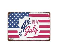 XingFox Joyeux 4 juillet Art TV Quatrième jour de l'indépendance 4 Drôle Vintage Plaque en métal pour chambre Salon Cuisine Cour Jardin Décoration murale Cadeau 12 X 8 pouces Extérieur et intérieur