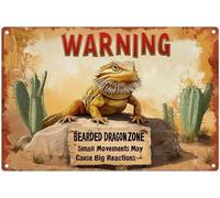 XingFox Panneau « Attention dragon barbu » - Zone de danger - Petits mouvements peuvent provoquer de grandes réactions - Décoration reptiles 20 x 30 cm