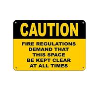 XingFox Panneau d'avertissement Attention, réglementation incendie exigeant que l'espace soit maintenu dégagé, panneau d'entreprise en aluminium, panneaux métalliques en étain 12 x 16 pouces