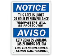 XingFox Panneau d'avertissement de règles, aviso Esta Zona Es Vigilada Las 24 Horas Del Dia, peinture en fer, utilisation multi-scènes 8x12 pouces