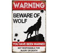 XingFox Panneau d'avertissement humoristique et noir « Attention, démarchage interdit », décoration murale, attention au loup, plaque extérieure pour jardin ou clôture (20 x 30 cm).