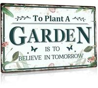 XingFox Panneau de jardin, décoration extérieure décorative, cadeau pour jardiniers, panneau en métal (planter un jardin, c'est croire en demain) 8 x 12 pouces