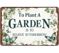 XingFox Panneau de jardin « Planter un jardin, c'est croire en demain » en métal pour ferme, maison, cour, extérieur, 20 x 30 cm