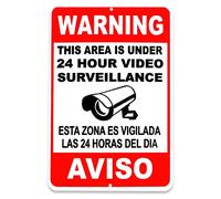 XingFox Panneau de surveillance 24 heures sur 24 en aluminium de 8 x 12 pouces, caméra de sécurité, interdiction d'entrer, souriez, vous êtes filmé