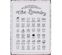 XingFox Panneau en métal style rustique « Guide des procédures de lessive », style rétro vintage, décoration de maison de campagne pour buanderie, salle d'eau, salle de bain, 20 x 30 cm