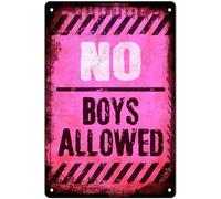 XingFox Panneau « Interdit aux garçons » pour filles, plaque en étain rose, décoration murale pour chambre à coucher, adolescentes, fille, porte, décoration murale, 20 x 30 cm