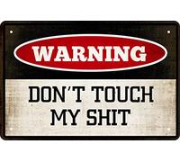 XingFox Panneau métallique humoristique « Attention, touchez pas à mes affaires ! » - Décoration murale pour garage, atelier ou espace homme - Poster en métal à suspendre - 20 x 30 cm