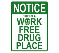 XingFox Panneau métallique « Lieu de travail sans drogue » pour bar, lounge, pub, salle de jeux, cadeau cannabis, décoration vintage, 20 x 30 cm