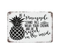 XingFox Panneau métallique « Sois un pin », « Tiens-toi droit », « Porte ta couronne », décoration murale motivante pour salon, style rustique, pour cuisine, style Framhouse, 20 x 30 cm