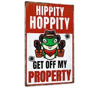 XingFox Panneau « Propriété privée » grenouille « Hippity Hoppity », décoration murale humoristique en aluminium pour bar ou café, 20 x 30 cm.