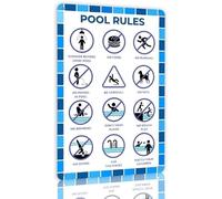 XingFox Panneau vintage en métal « Baignade à vos risques et périls » - Règlement de la piscine - Décoration pour piscine, plage, lac ou maison (20 x 30 cm)