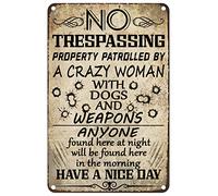 XingFox Panneaux humoristiques « Propriété privée », « Démarchage interdit », « Attention au chien », panneaux métalliques pour porte d'entrée, panneau « Maison protégée », 20 x 30 cm