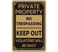 XingFox Panneaux « Propriété privée » en métal - Avertissement pour la sécurité de votre maison, jardin ou clôture. Décoration humoristique : « Les intrus seront abattus » (20 x 30 cm).