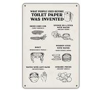 XingFox Plaque décorative en métal « Ce que l'on utilisait avant l'invention du papier toilette » (20 x 30 cm) - Idée cadeau humoristique pour la salle de bain.