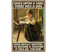 XingFox Plaque décorative en métal « Une fille rêve de devenir enseignante » style rétro, vintage, en aluminium, idéale pour affiches et posters de café (20 x 30 cm).