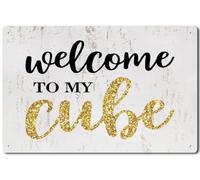 XingFox Plaque décorative murale « Bienvenue dans mon bureau », cadeau pour collègue, décoration de porte, art décoratif, cadeau de Noël, 20 x 30 cm