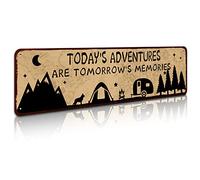 XingFox Plaque décorative rustique en métal pour camping-car, idée cadeau pour un ami, une famille, un camping-car ou une ferme - Aventures d'aujourd'hui (40,6 x 10,2 cm)
