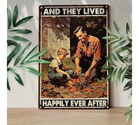 XingFox Plaque décorative vintage en métal aluminium « Ils vécurent heureux pour toujours », 20 x 30 cm (8 x 12 pouces).