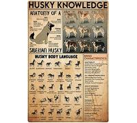 XingFox Plaque décorative vintage en métal représentant le langage corporel du husky, idéale pour un bar, un salon ou une salle de jeux. Cadeau amusant. Panneau en métal 20 x 30 cm.
