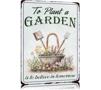 XingFox Plaque en étain vintage pour plantes Un jardin, c'est croire en demain Panneaux en métal Décoration murale amusante pour jardin Cuisine Arrière-cour Extérieur Maison 8x12 pouces