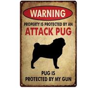 XingFox Plaque en métal « Attention, propriété protégée par un chihuahua » style vintage, idéale pour la décoration murale de bars, pubs, restaurants et cafés (20 x 30 cm).