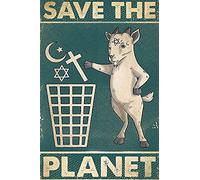 XingFox Plaque en métal humoristique « Goat Hail Satan Save The Planet » pour maison, salon, caverne, bar, garage, café, pub, club, 20,3 x 30,5 cm