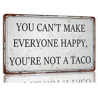 XingFox Plaque en métal humoristique « On ne peut pas plaire à tout le monde, on est un taco » (20 x 30 cm) - Décoration murale vintage pour café, bar ou cuisine