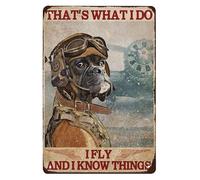 XingFox Plaque en métal humoristique « Pilote de boxe » : « C’est ce que je fais : je pilote et je sais des choses », style vintage, pour bar, maison, cuisine ou café (8 x 12 pouces).