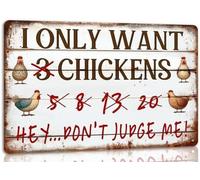 XingFox Plaque en métal « Je ne veux que des poules » - Accessoires pour poulailler (mangeoire, etc.), affiche originale, cadeau pour les amoureux des poules - 20 x 30 cm