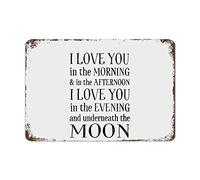 XingFox Plaque en métal « Je t'aime le matin » avec inscription humoristique, décoration murale rustique et motivante pour salon ou cuisine, 20 x 30 cm.