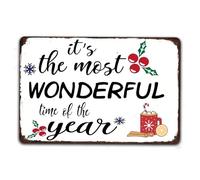 XingFox Plaque en métal « Joyeux Noël », « C'est la plus belle période de l'année », style vintage, pour la maison, la cuisine, un café, un magasin ou une chambre. Décoration hivernale. 20 x 30 cm.