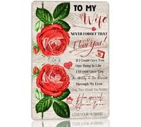 XingFox Plaque en métal vintage « À ma femme » : « N'oublie jamais que je t'aime », cadeau de Saint-Valentin pour la maison, la cuisine, le bar ou le garage. Décoration murale 20 x 30 cm.