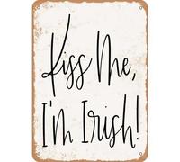 XingFox Plaque en métal vintage « Embrasse-moi, je suis irlandaise » - Décoration murale rétro pour la maison, un café ou un jardin - Plaque en aluminium pour hommes et femmes, 20 x 30 cm