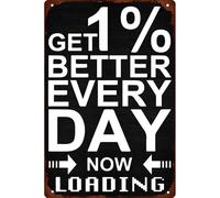 XingFox Plaque en métal vintage « Ma citation inspirante : S'améliorer de 1% chaque jour » - Décoration murale pour la maison, le bar, le café ou un style campagnard (20 x 30 cm).