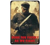 XingFox Plaque en métal vintage « Soldat de la Seconde Guerre mondiale : Travaillez pour la victoire » (20 x 30 cm) pour café, maison, salon, chambre, cuisine, jardin, garage, bar, pub.