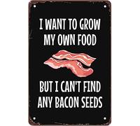 XingFox Plaque métallique humoristique « Je veux cultiver mes propres légumes » (sans graines de bacon) - Décoration murale vintage pour garage, bar, ferme ou café - Cadeau 20 x 30 cm