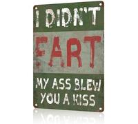 XingFox Plaque métallique pour garage, style vintage, décoration murale pour homme, panneau sarcastique pour salle de bain, « Je n'ai pas pété, je t'ai envoyé un baiser », 20 x 30 cm