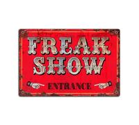 XingFox Plaque métallique vintage « Freak Show », style cirque rétro - Plaque de porte 20 x 30 cm