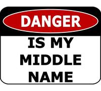 XingFox Plaque murale décorative « Danger Is My Middle Name » en aluminium, 20 x 30 cm