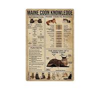 XingFox Plaques en métal Maine Coon : informations sur le Maine Coon, affiches infographiques, guide, encyclopédie féline, décoration murale pour la maison ou la chambre (8 x 12 pouces).