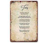 XingFox Plaques en métal vintage, arbres, poèmes, citations de Joyce Kilmer, affiches et impressions de poésie, décorations murales de Noël, jardin, porche, décoration intérieure, 20 x 30 cm