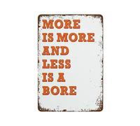 XingFox « Plus c'est mieux, moins c'est ennuyeux » - Affiche vibrante sans cadre - Style Art Déco vintage - Décoration murale pour cuisine, chambre ou jardin - Plaque en métal 20 x 30 cm