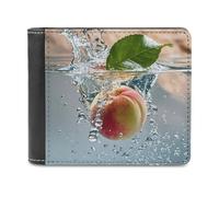 XingFox Portefeuille Peach Falling Into Water pour Femmes et Hommes, Portefeuille Fin et Minimaliste, Porte-Cartes en Cuir PU Fin, Format Poche Avant.