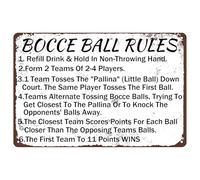 XingFox Règles de la pétanque style rétro, plaque décorative en métal 8x12 pouces (20x30 cm) pour la maison, le garage, la ferme, le jardin, le bar, la cuisine ou le café.