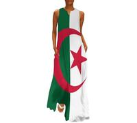 XingFox Robe d'été pour Femme, décontractée, sans Manches, Ample, Longue, Maxi, avec Poches, Motif Drapeau algérien.