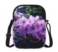 XingFox Sac bandoulière zippé à imprimé de fleurs violettes épanouies, doublure intérieure lisse et accès facile, idéal pour les ges quotidiens en extérieur.
