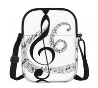 XingFox Sac bandoulière zippé à imprimé musical avec doublure intérieure lisse et accès facile pour une utilisation quotidienne en extérieur