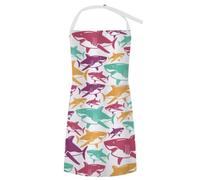 XingFox Tablier de cuisine Bull Shark Predators Dangerous Nature7 avec poches avant et sangle de cou ajustable, idéal pour hommes et femmes. Convient pour la cuisine, la pâtisserie et les grillades.