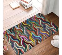XingFox Tapis à Motifs Ethniques et Tribaux, Lignes colorées, Tapis de Bienvenue pour intérieur et extérieur, paillasson décoratif 40 x 60 cm