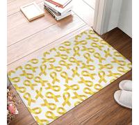 XingFox Tapis de Bienvenue décoratif 40 x 60 cm (16 x 24 Pouces) avec Ruban doré, Symbole de Sensibilisation au Cancer Infantile. Convient Aussi Bien à l'intérieur qu'à l'extérieur.